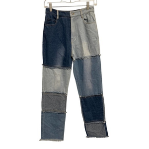 Steve Madden Multi-Tone Patchwork Raw Edge Straight Leg Jeans BM303296 Size 25